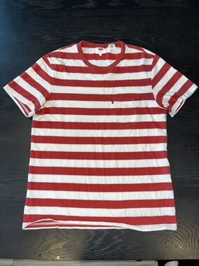 Levi's Red & White Striped Pocket Tee - Short Sleeve